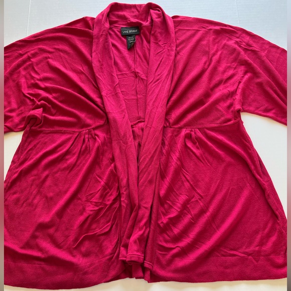 Lane Bryant Women’s Pink Open Front Drape  3/4 Sleeves Knit Cardigan Sweater - Picture 5 of 15